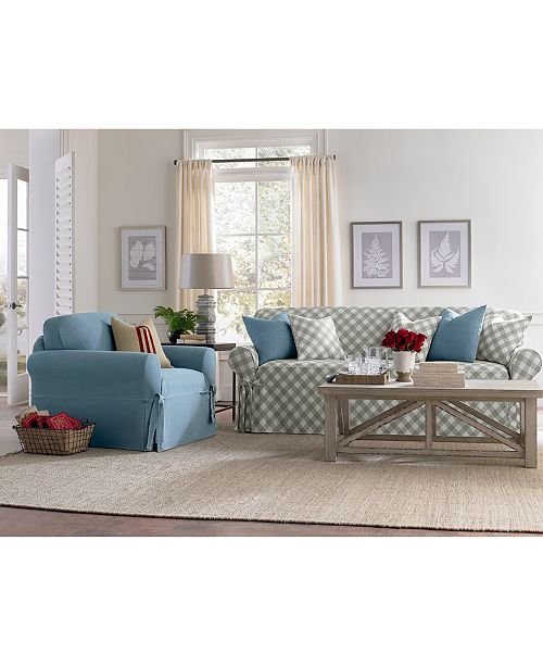 Sure Fit Buffalo Check OnePiece Straight Skirt with Cord Chair