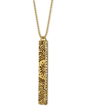 image of Rachel Rachel Roy Gold-Tone Crystal Studded Decorative Bar Pendant Necklace