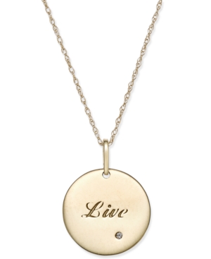 image of Swarovski Zirconia Inspirational Disc Pendant Necklace in 10k Gold