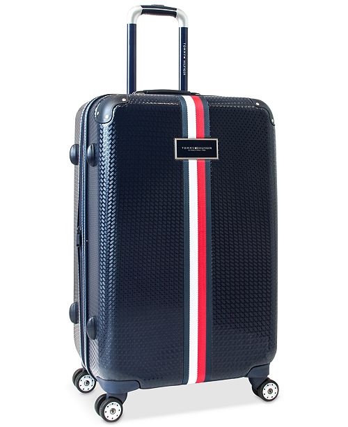 Tommy Hilfiger Basketweave Hardside 25&quot; Spinner Suitcase - Upright Luggage - Macy&#39;s