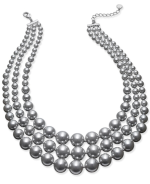 image of Charter Club Imitation Pearl Three-Row Collar Necklace, Created for Macy-s