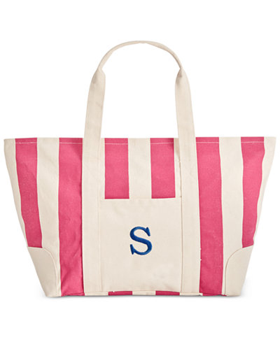 Cathy's Concepts Personalized Pink Striped Canvas Tote