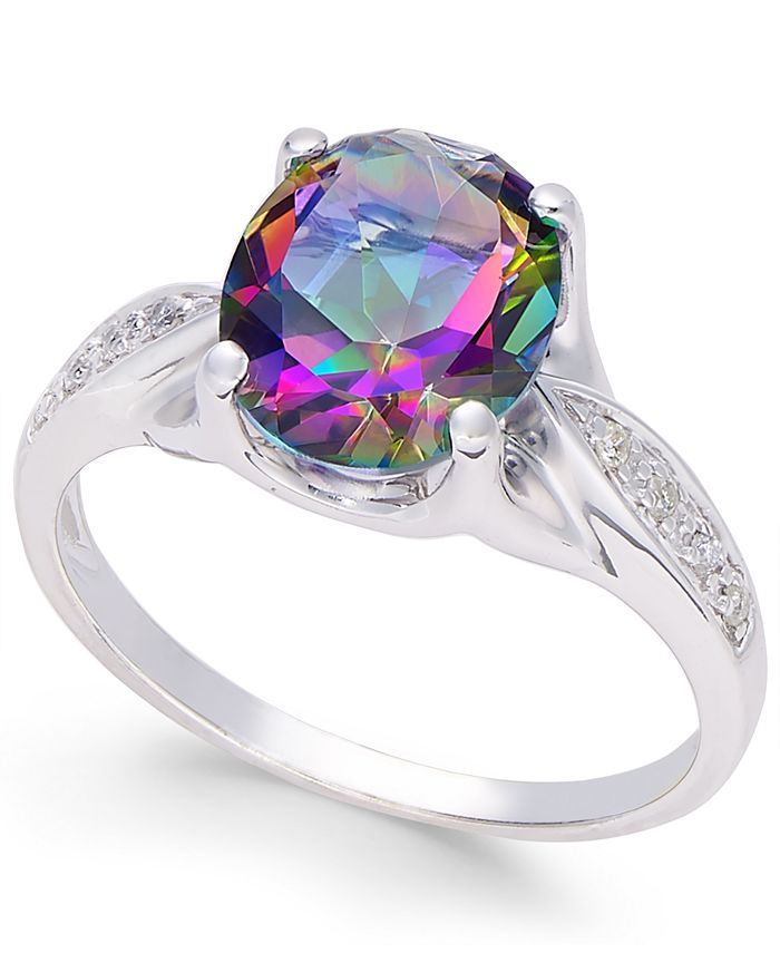 Macy's - Mystic Topaz (3 ct. t.w.) and Diamond Accent Ring in 14k White Gold
