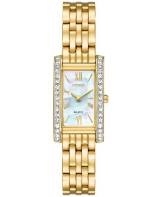 Citizen - Women's Silhouette Crystal Jewelry Gold-Tone Stainless Steel Bracelet Watch 18x32mm EX1472-56D
