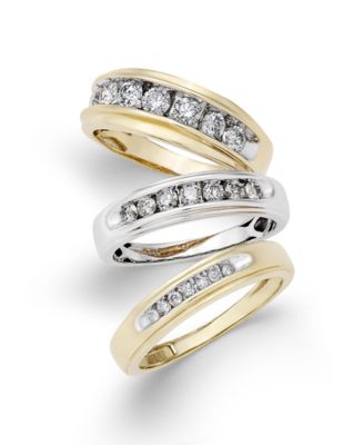 Macy's Men's Diamond Bands in 10k Gold and White Gold Macy's