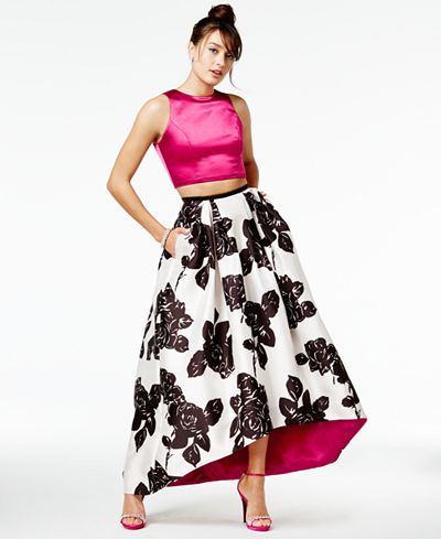 Teeze Me Juniors' 2-Pc. Printed Gown, A Macy's Exclusive Style
