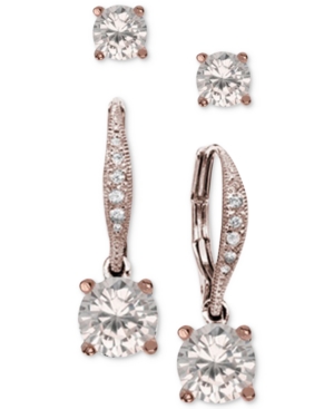 image of Giani Bernini 2-Pc. Cubic Zirconia Earring Set in Sterling Silver, 18K Gold-Plated Sterling Silver and 18k Rose Gold-Plated Sterling Silver, Created for Macy-s