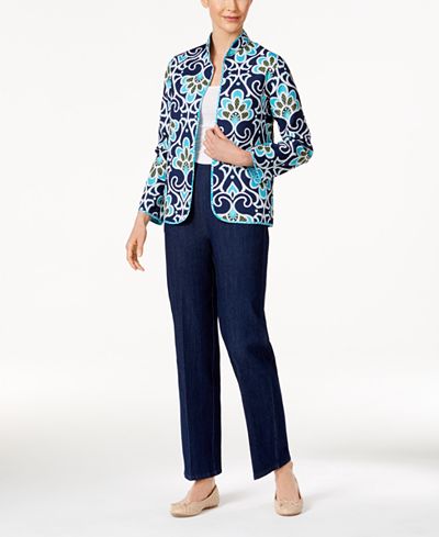 Alfred Dunner Reversible Jacket & Straight-Leg Pants