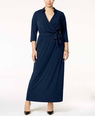 NY Collection Plus Size Faux-Wrap Maxi Dress - Plus Size Sale & Clearance - Plus Sizes - Macy&#39;s