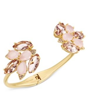 kate spade new york Gold-Tone Pink Stone and Crystal Cluster Hinged Cuff Bracelet; $128