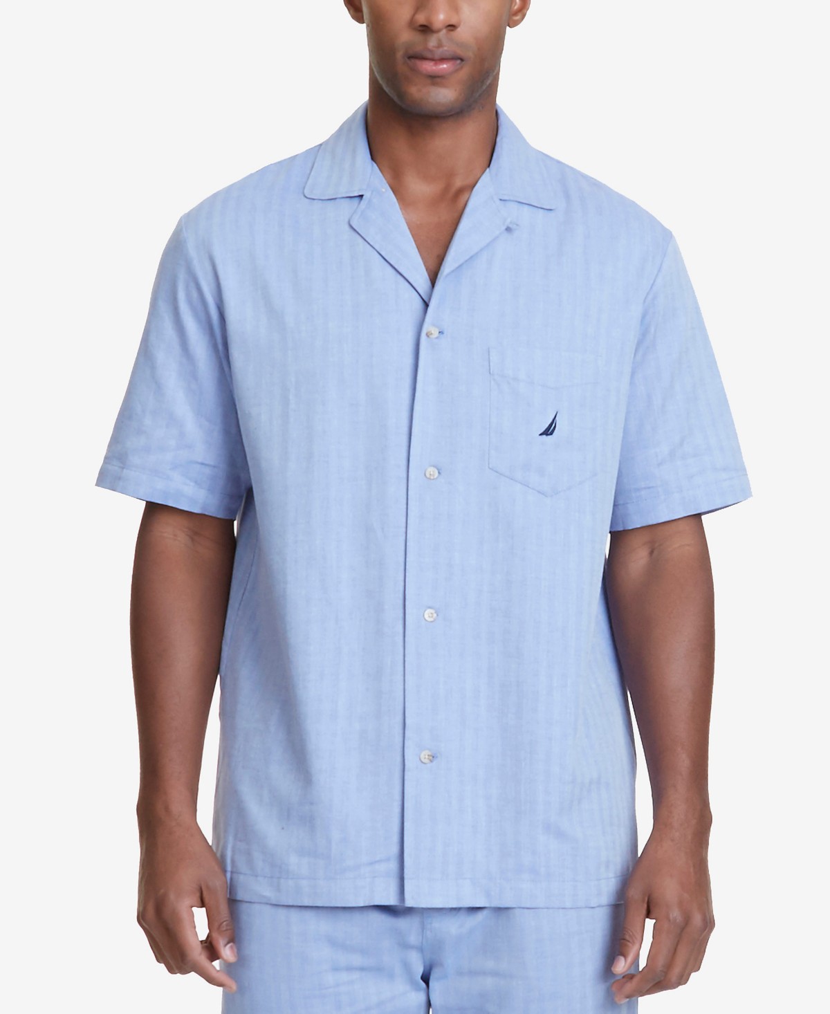 Мужские Nautica Men's Herringbone Comfort Cotton Pajama Shirt — фото 1