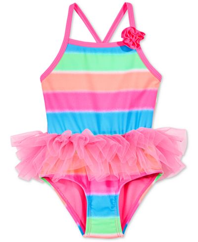 Angel Beach 1-Pc. Striped Tutu Swimsuit, Baby Girls (0-24 months)