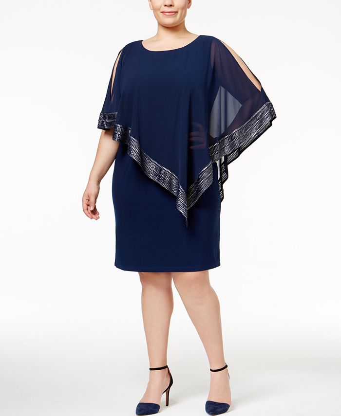 SL Fashions Plus Size Chiffon Overlay Sheath Dress Macy s