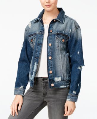 M1858 Logan Ripped Cotton Denim Jacket, Created for Macy's - Macy's