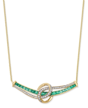 image of Certified Ruby (1-3/4 ct. t.w.) and Diamond (1/4 ct. t.w.) Collar Necklace in 14k Rose Gold (Also Available in Emerald)