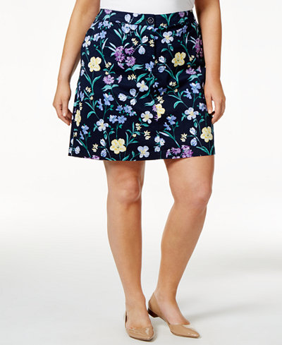 Karen Scott Plus Size Floral-Print Skort, Only at Macy's - Skirts ...