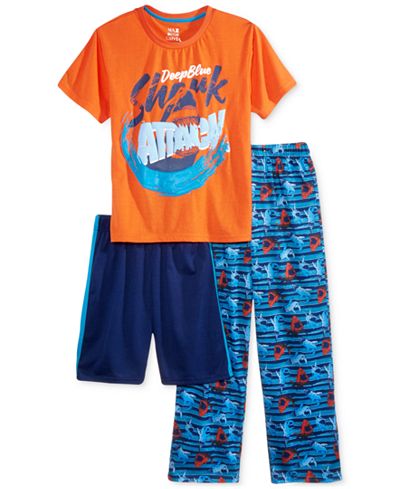 Max & Olivia 3-Pc. Shark Attack Pajama Set, Little Boys (2-7) & Big Boys (8-20), Only at Macy's