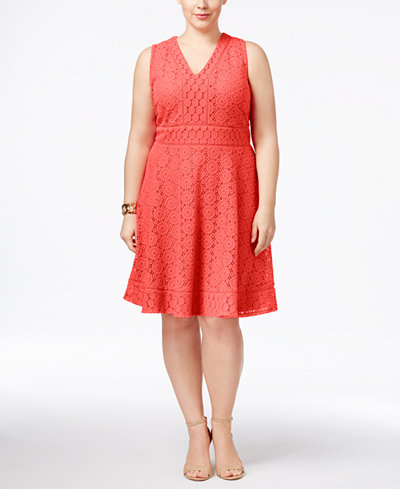 Charter Club Plus Size Lace Fit & Flare Dress, Only at Macy's