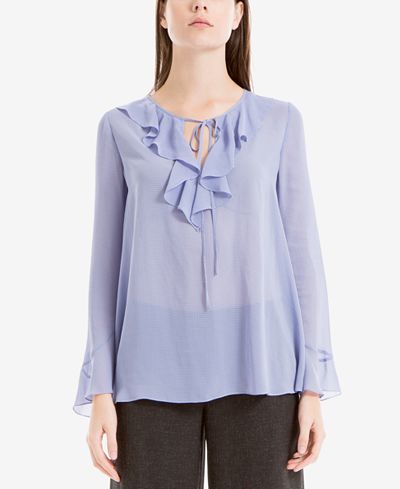 Max Studio London Ruffled Bell-Sleeve Top