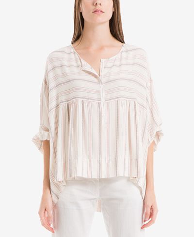 Max Studio London Striped Popover Top