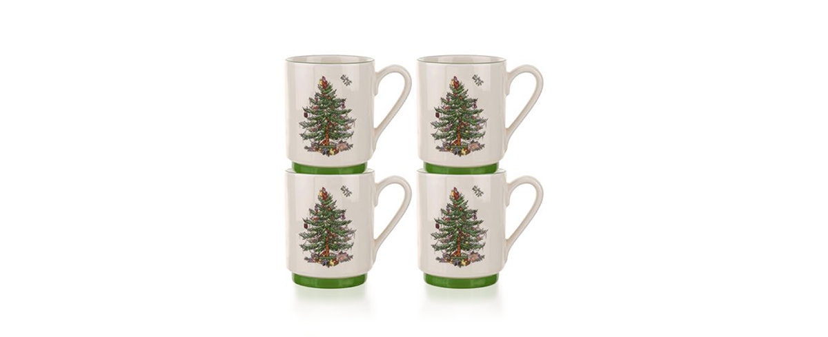 Christmas Tree Stacking Mugs, Set of 4 - Green