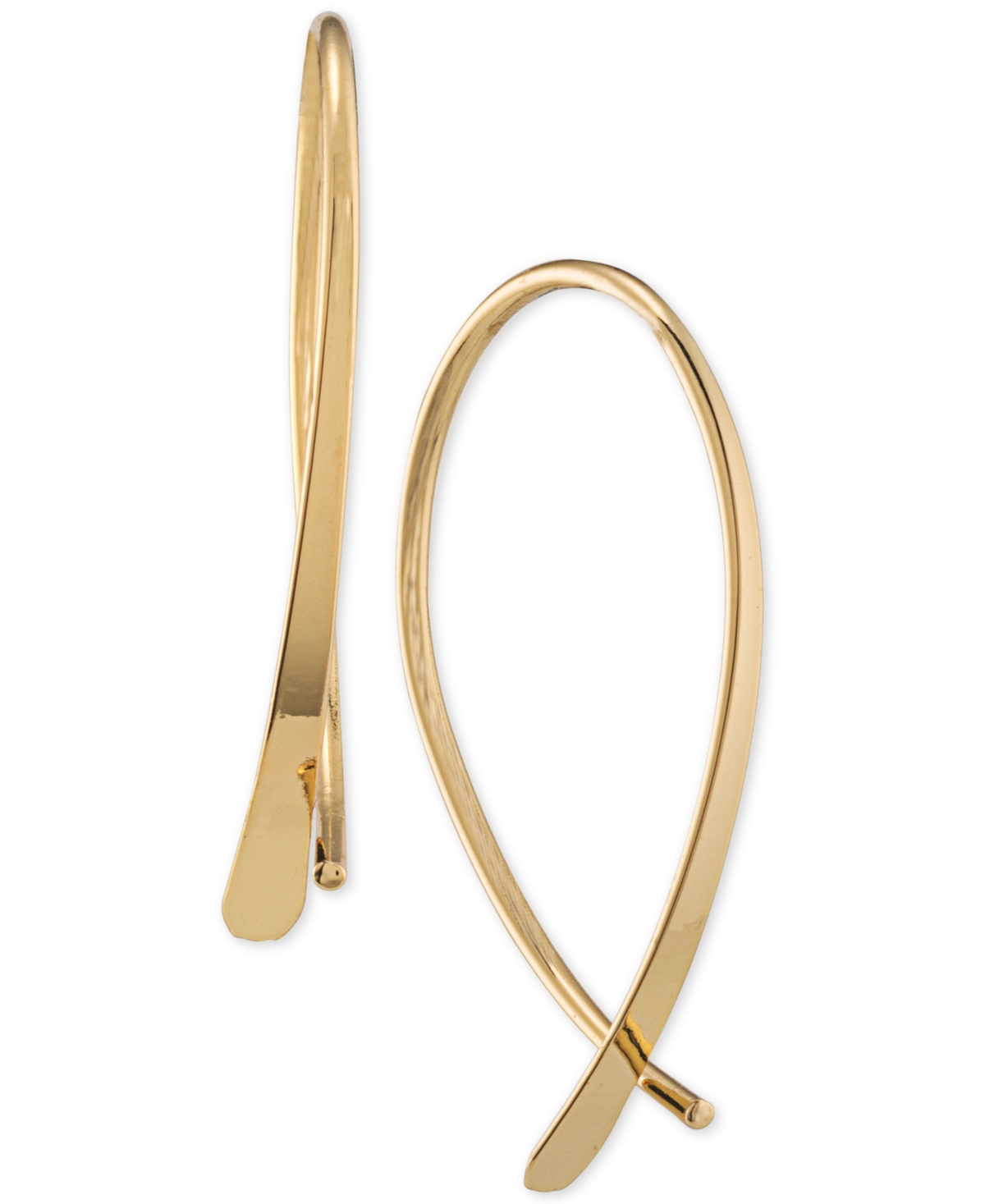 Lauren Ralph Lauren Sculptural Threader Small Hoop Earrings, 1" In Gold