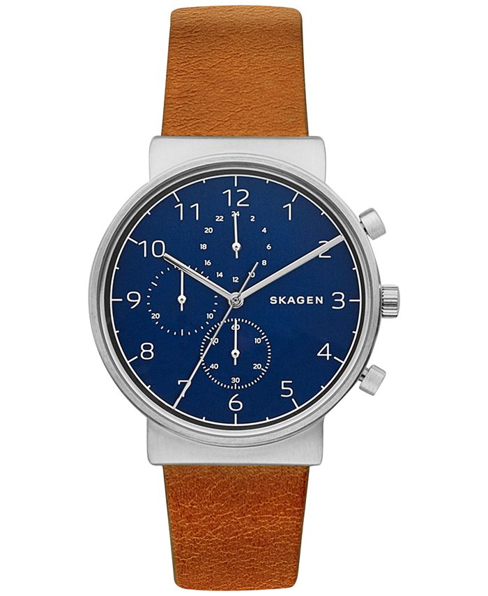 Ancher cognac cheap leather watch
