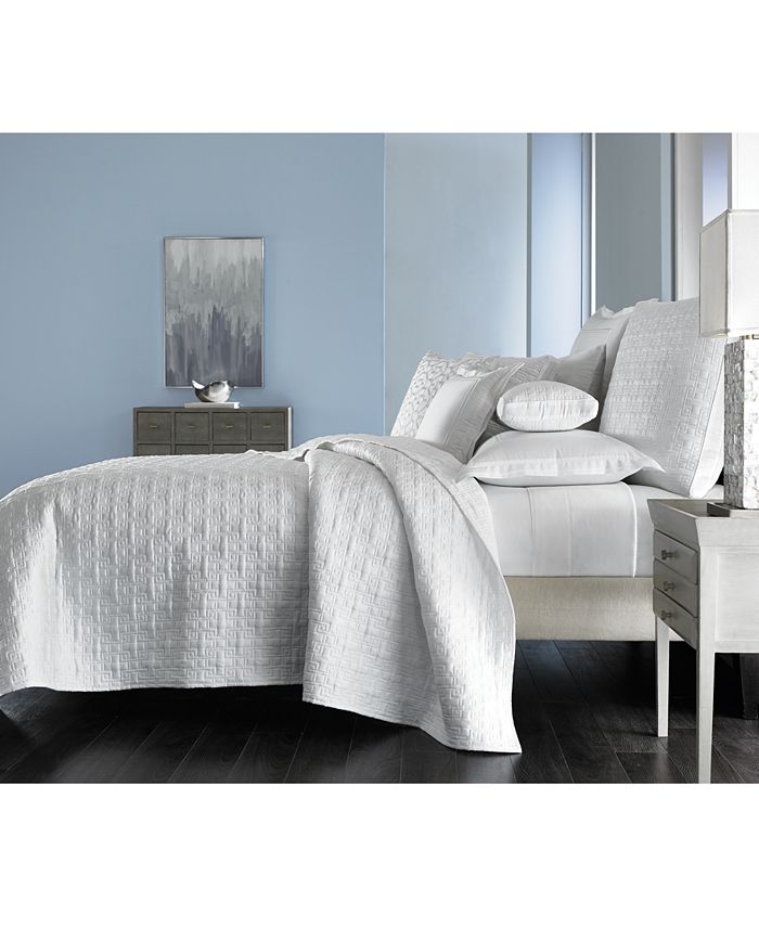 Hotel Collection Embroidered Frame White Quilted Coverlet, King