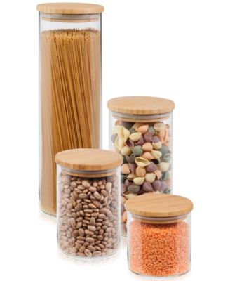 4-Pc. Glass & Bamboo Canister Set