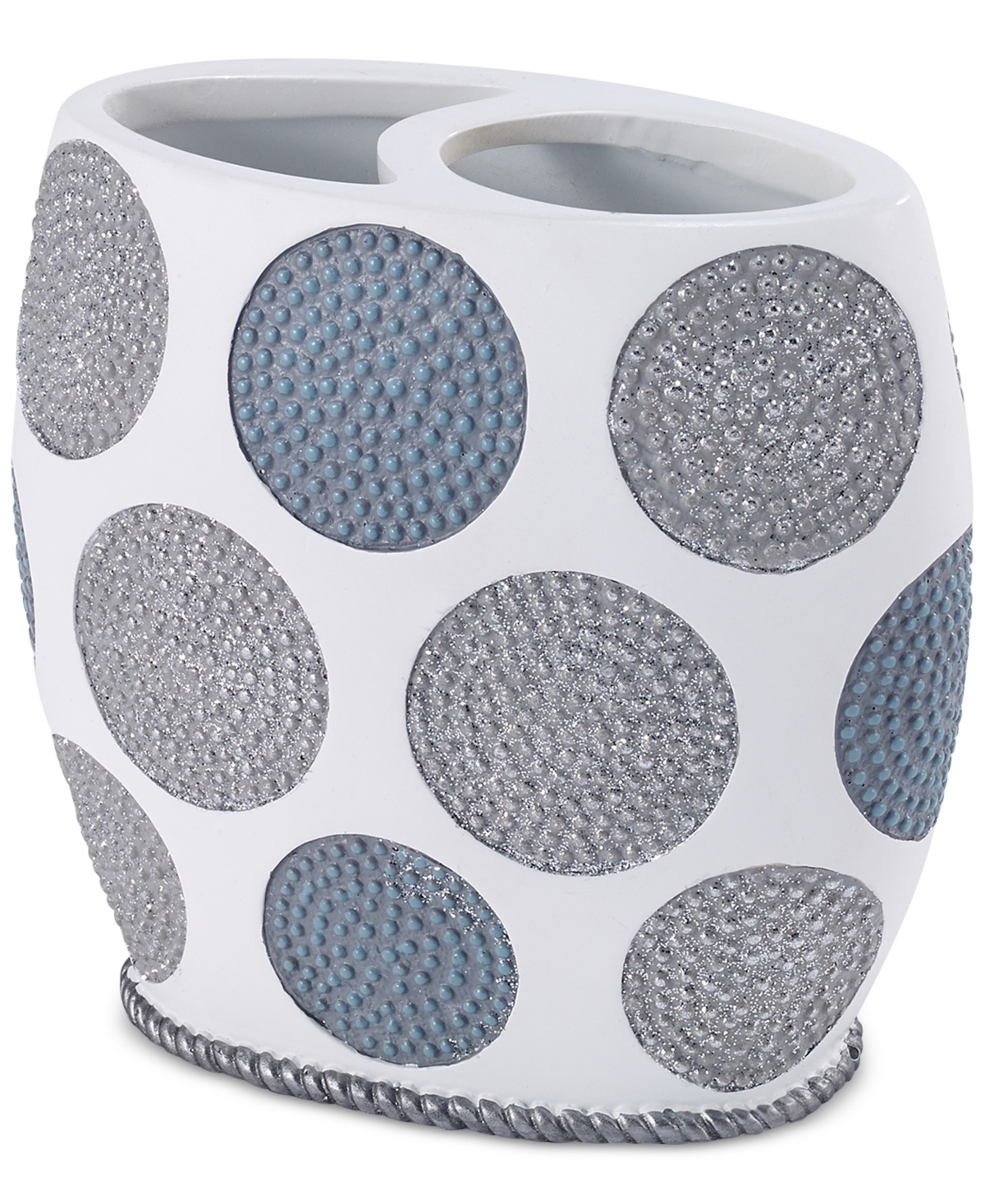 Dotted Circle Textured Resin Toothbrush Holder - Blue/Silver
