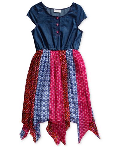 Sweet Heart Rose Woven Fashion Dress, Little Girls (2-6X)