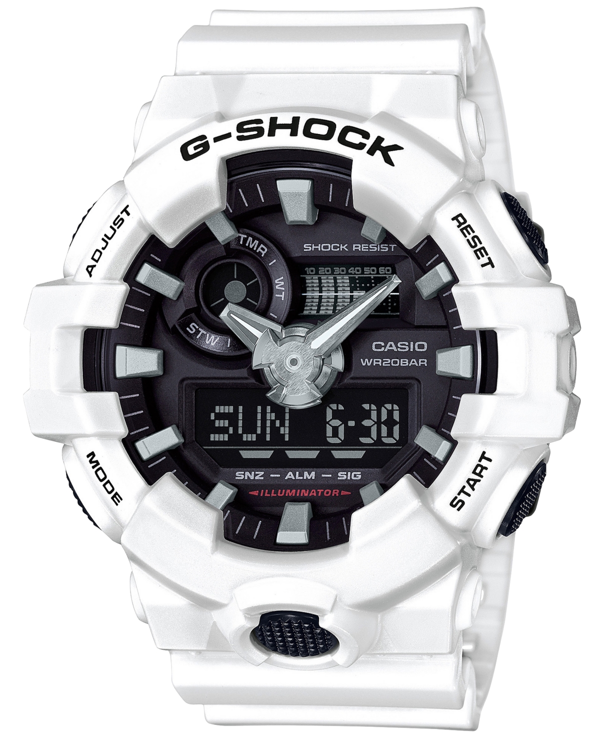 Men's Analog-Digital White Resin Strap Watch 54mm GA700-7A - White/Black