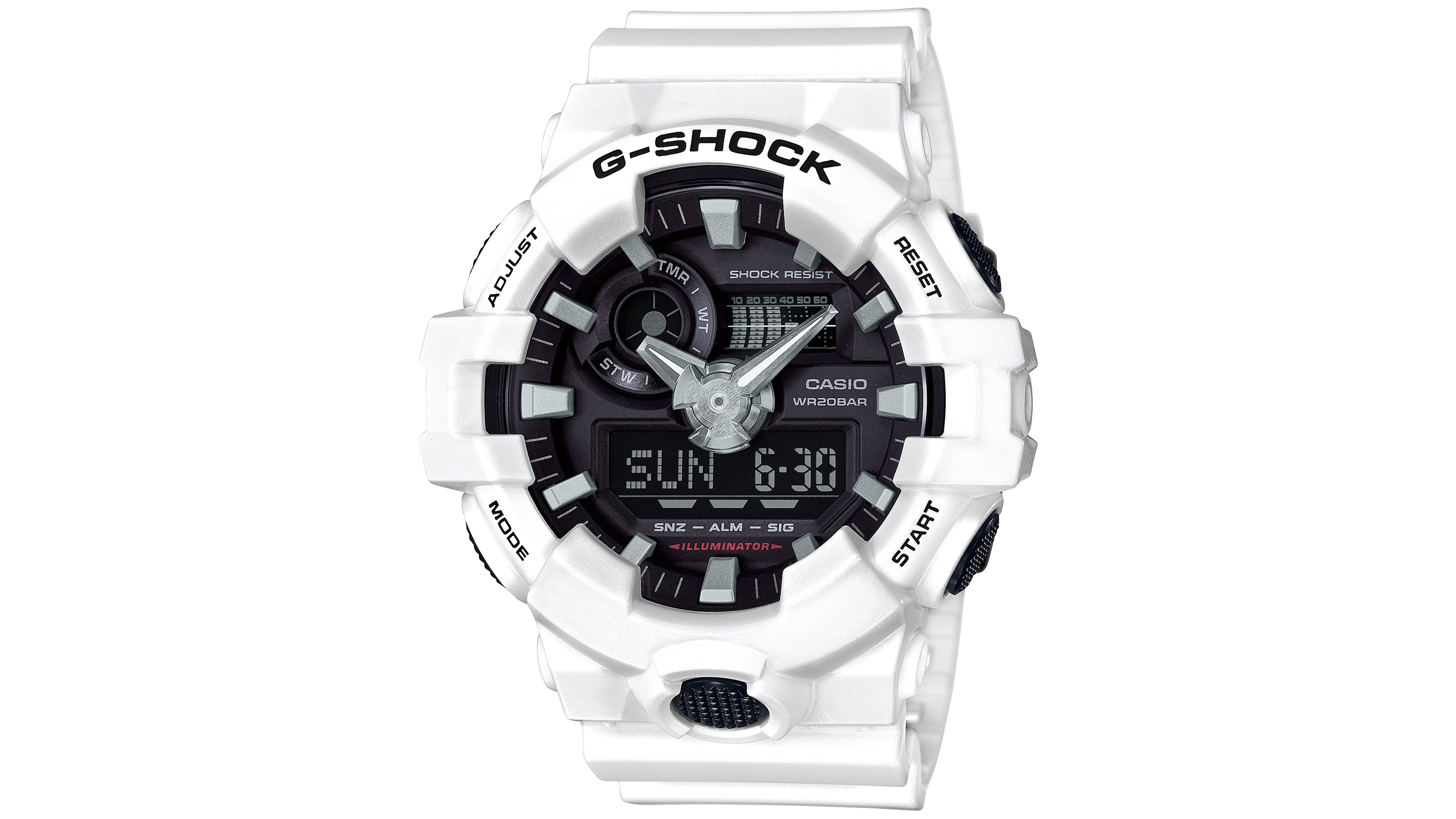 G-Shock Men's Analog-Digital White Resin Strap Watch 54mm GA700-7A