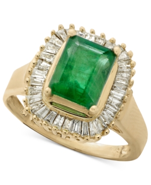 image of Gemma by Effy Emerald (1-3/8 ct. t.w.) and Diamond (1/2 ct. t.w.) Ring in 14k Yellow Gold