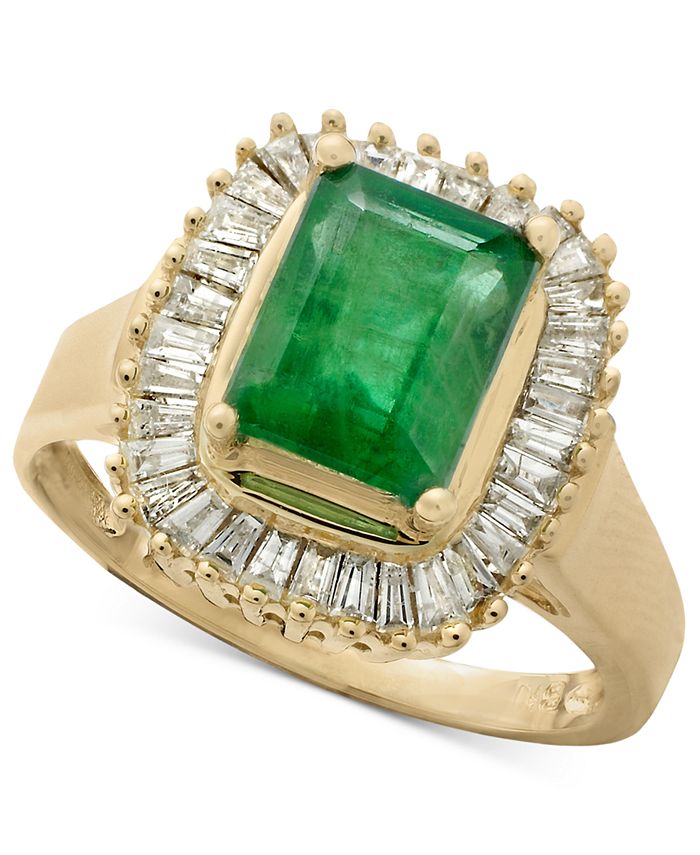 EFFY Collection - Emerald: (1-3/8  ct. t.w.) and Diamond (3/8 ct. t.w.) Ring in 14k Yellow Gold or 14k White Gold