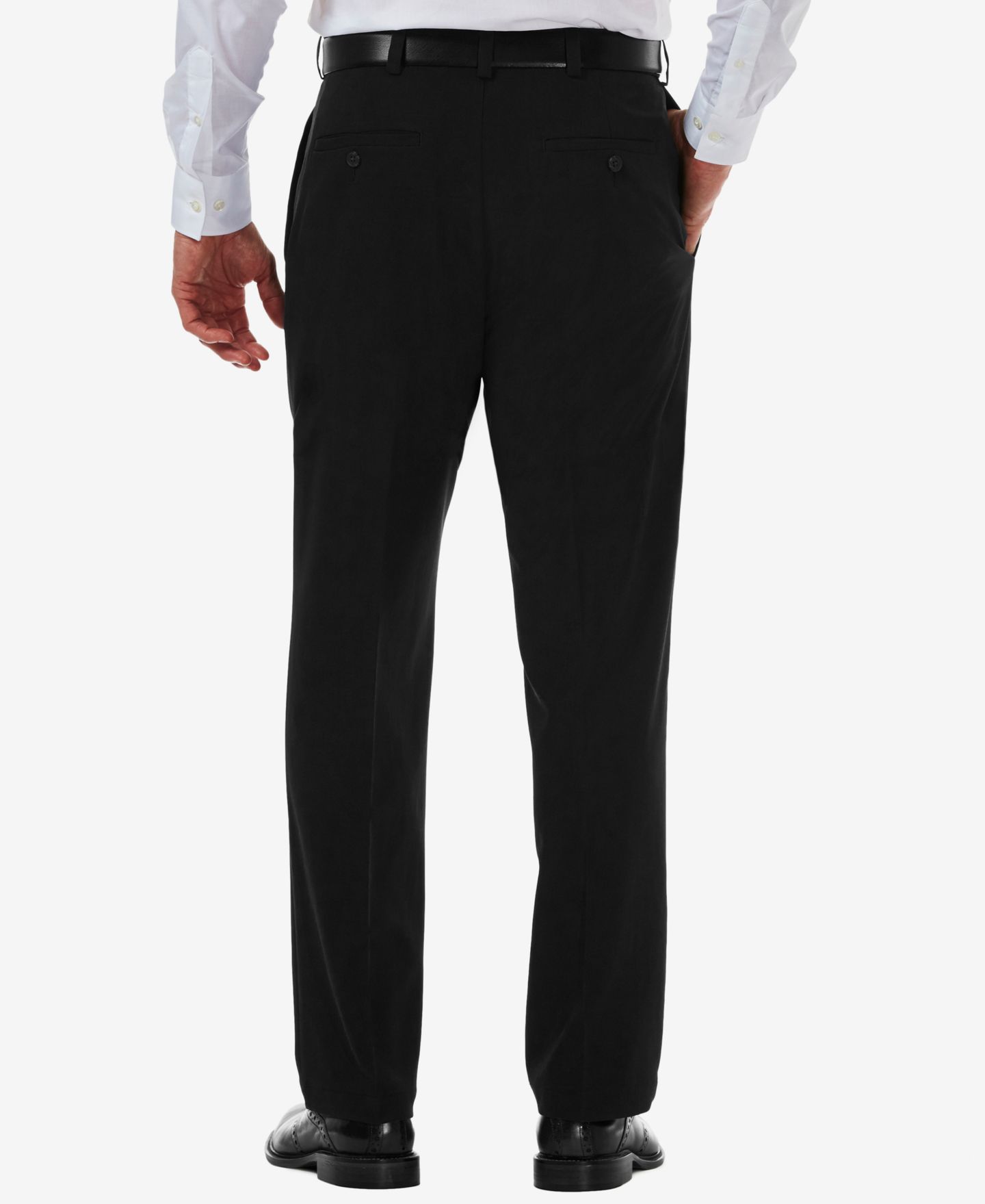 Мужские брюки Haggar Cool 18 PRO® Classic-Fit Expandable Waist Flat Front Stretch Dress Pants, цвет: Чёрный — фото 2