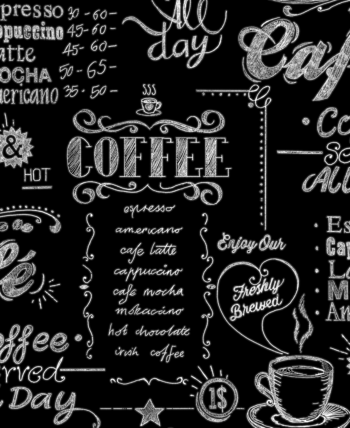 Graham & Brown Coffee Shop Black and White Wallpaper