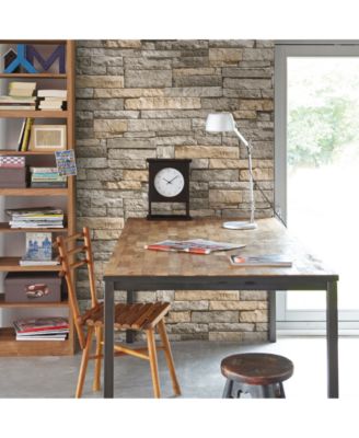 Graham & Brown - Ledgestone Gray and Terracotta Wallpaper