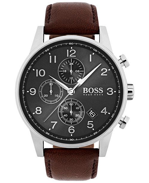 Mens hugo boss watch brown strap clearance