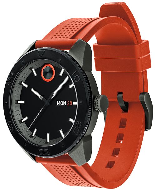 Movado Men's Swiss Bold Orange Silicone Strap Watch 43mm 3600453 ...