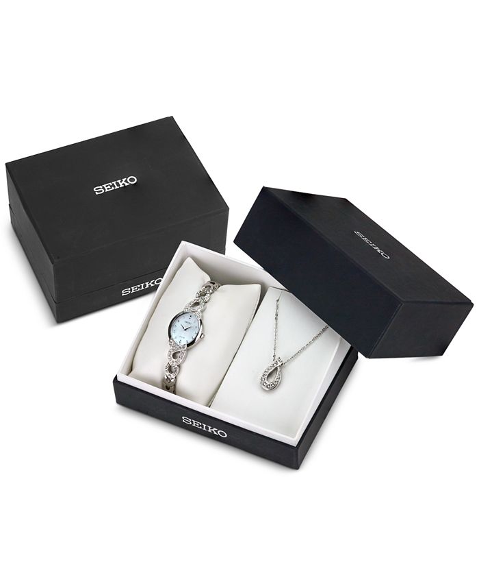 Seiko Women's Ladies Crystal Jewelry Solar Stainless Steel Bracelet Watch &  Necklace Box Set 21mm SUP367 & Reviews - All Fine Jewelry - Jewelry &  Watches - Macy's