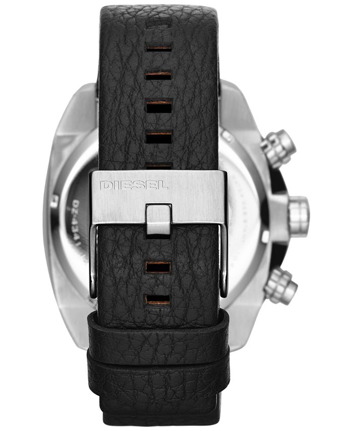 Diesel Men's Chronograph Overflow Black Leather Strap Watch 49mm DZ4341 Macy's