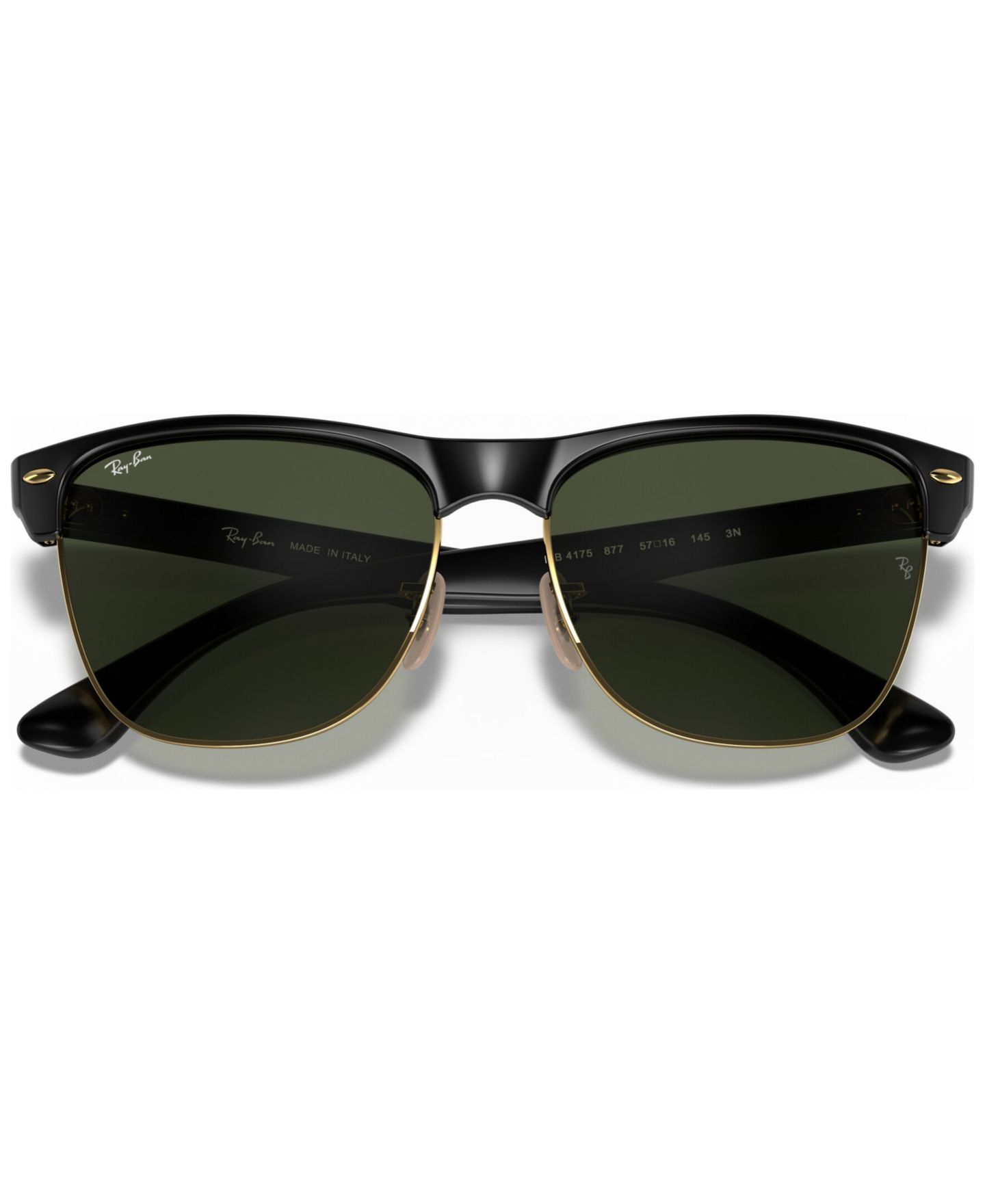Солнцезащитные очки Ray-Ban Clubmaster Oversized RB4175, цвет: Чёрный блестящий / Зелёный — фото 5