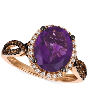image of Le Vian Chocolatier Grape Amethyst (2-3/4 ct. t.w.) and Diamond (3/8 ct. t.w.) Ring in 14k Rose Gold