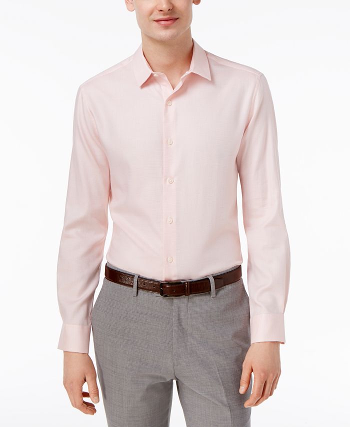 Bar III Men's Slim-Fit Stretch Coral Twill Texture Solid Dress Shirt ...