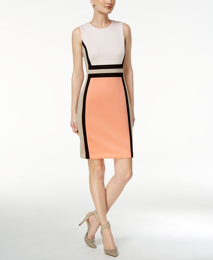 Calvin Klein Colorblocked Sheath Dress & Reviews - Dresses - Women - Macy's