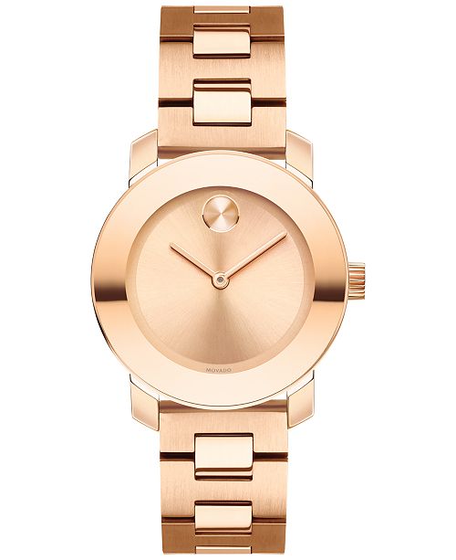 Movado Women S Swiss Bold Rose Gold Tone Stainless Steel