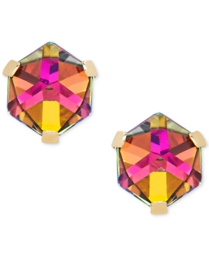image of Zirconia Vitrail Crystal Stud Earrings in 14k Gold