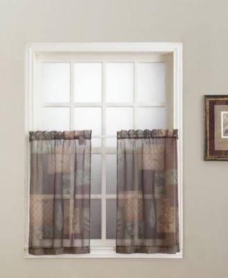 Eden Inspirational Patchwork Semi-Sheer Rod Pocket Kitchen Curtain Tier Pair