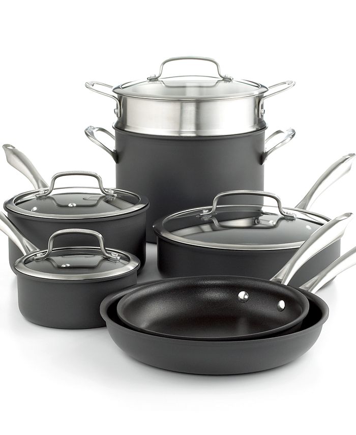 Cuisinart Conical 11-Piece Hard-Anodized Aluminum Nonstick Cookware Set in  Dark Grey 62I-11 - The Home Depot